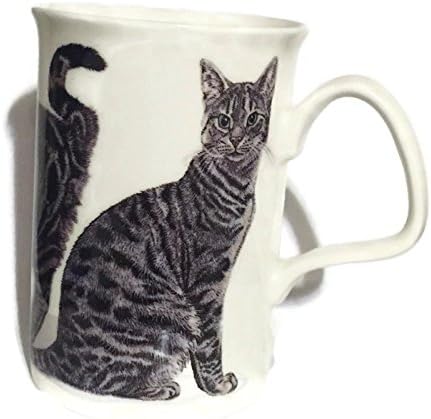 Cat Lovers Fine Bone China Coffee Mug - Grey Tabby