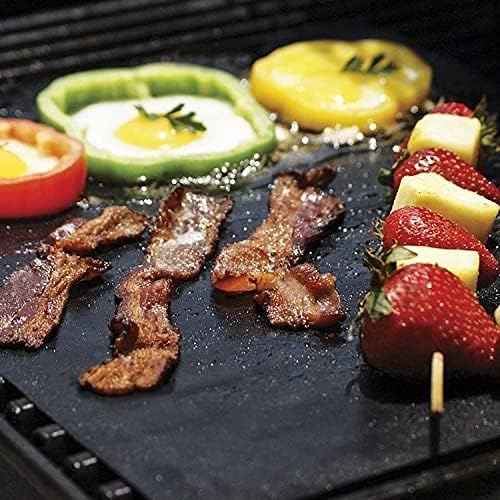 Vinsani 6PC Non-Stick BBQ Grill Mat(40 x 33 cm)-Universal Barbeque Baking Oven Liners Reusable and Dishwasher Safe Indoor Outdoor BBQ Cooking Mats for Charcoal Electric Gas Grill Kitchen Ovens - Image 3