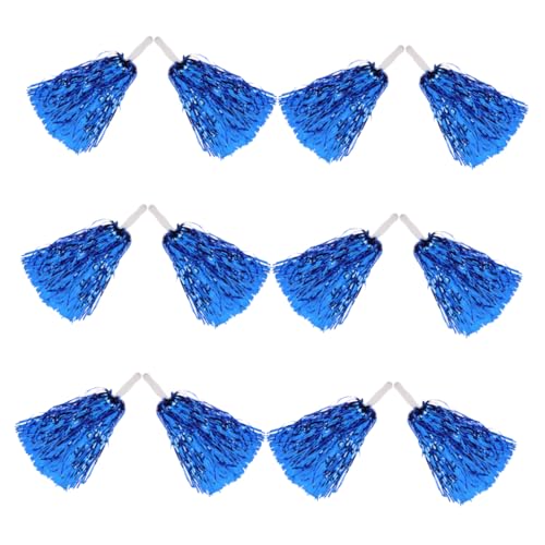 ibasenice Dazzling Metal Cheerleading Pom Poms 12 Pack for Sports Events Cheerleading Performances Team Building