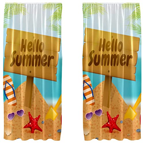 Cortinas de panel de alta distinción juego de 2 paneles decorativos ligeros Hello Summer 55x84 2