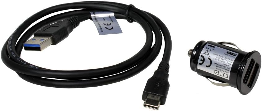 Dual USB car charger and micro USB cable compatible with Olympia Sun, USB 3.0, 2100mA, fast charge