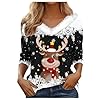 Sudaderas Mujer Camisetas Mujer Navideña Navidad Cuello de Piel Manga Larga Camiseta - Estiloso Diario