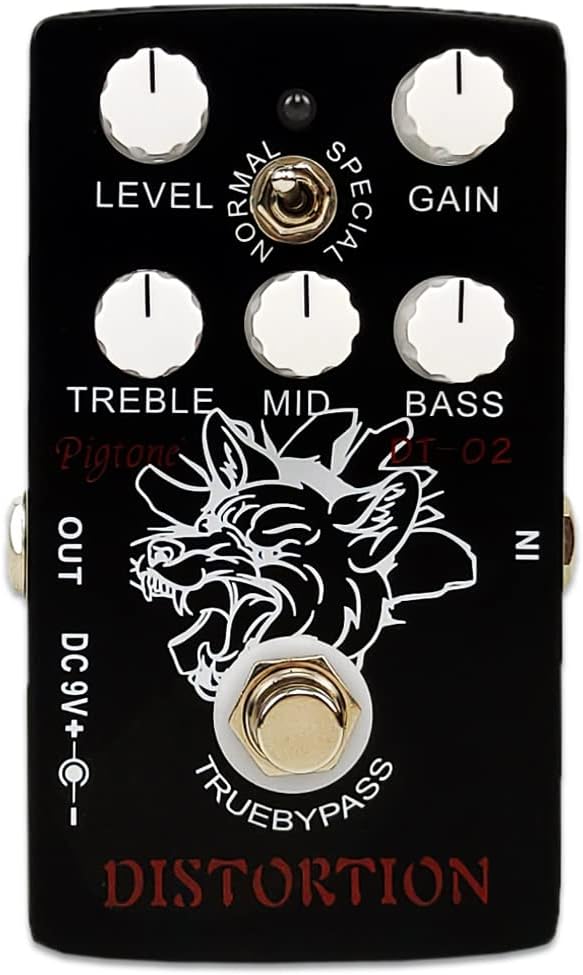 Distortion Guitar Pedal, Distortion Guitar Pedal for Electric Guitar Effect Natural Tight Pedal True Bypass Black PP-30