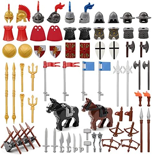 Feleph Medieval Weapons Pack for Knight Figures 10 Set of Ancient Kingdom Military Soldier Castle Equipment and Armor Toy Set Block Accessories Kit Compatible with All Major Brand, 4 years old and up