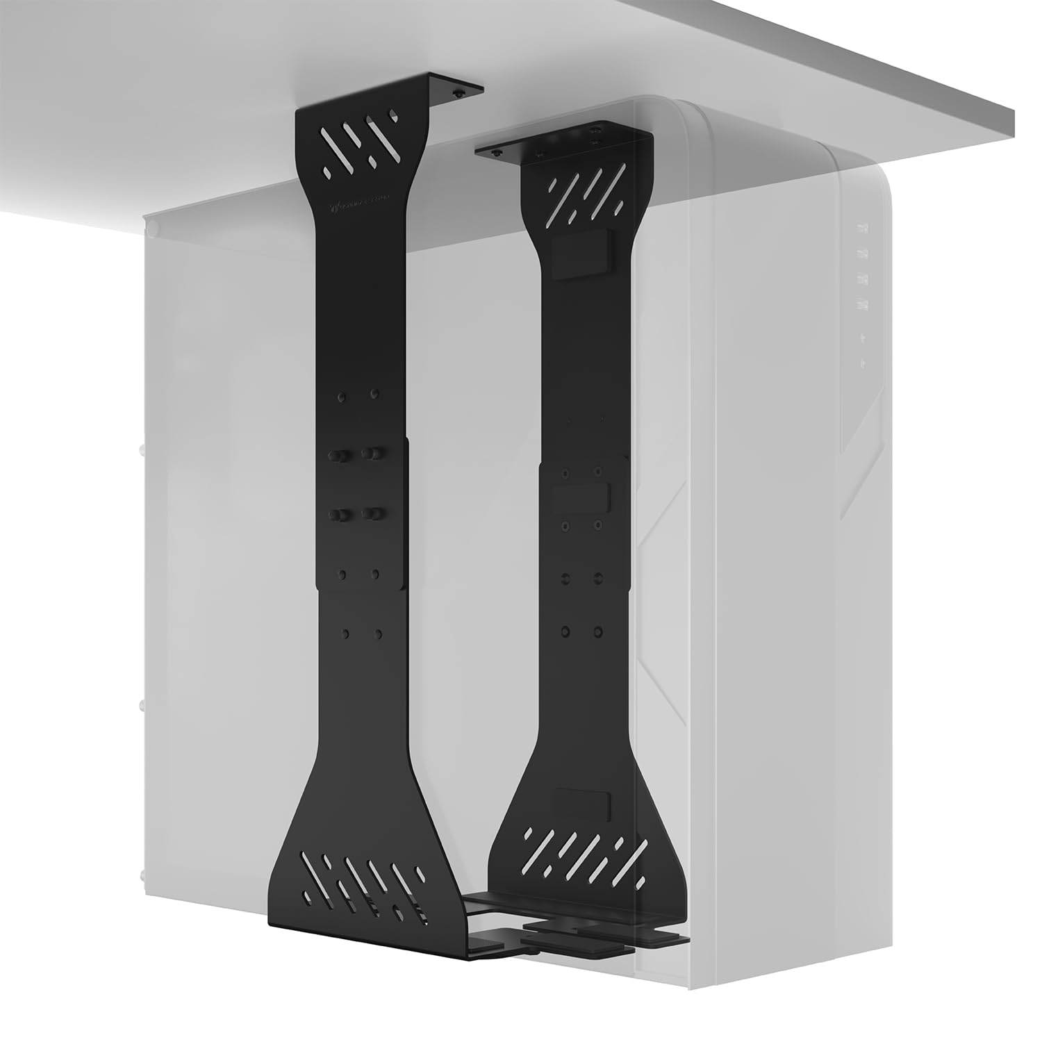Carico pesante supporto PC scrivania – Fino a 35 kg – Personalizzabile staffe per pc - Supporto computer scrivania - Supporto case pc - Porta pc fisso (nero)