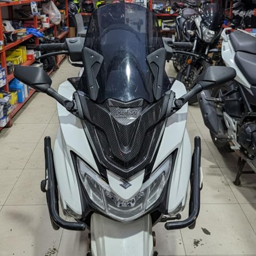 Image of Forza Kit Accessories for Suzuki Burgman Street 125 - Black Mask, High Windshield, Foldable Mirrors & Complete Fitting Set - Stylish Upgrade for Comfort, Protection & Aerodynamics