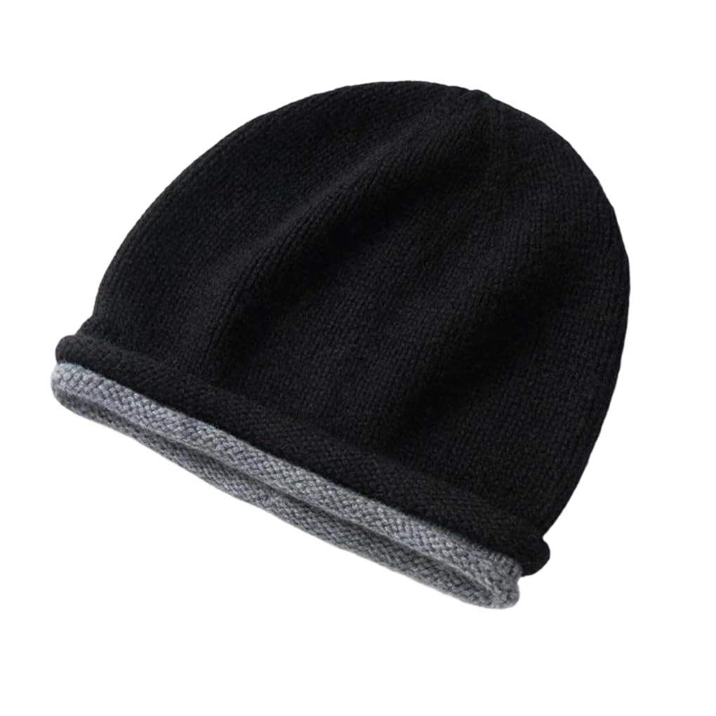 Bonnet en cachemire femme contre le froid hivernal maille patchwork douce anti-grattage