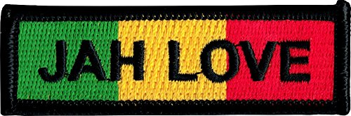 Jah Love Military Uniform Style Name Tag - Rasta Colors - Cut Out Embroidered Iron On or Sew On Patch