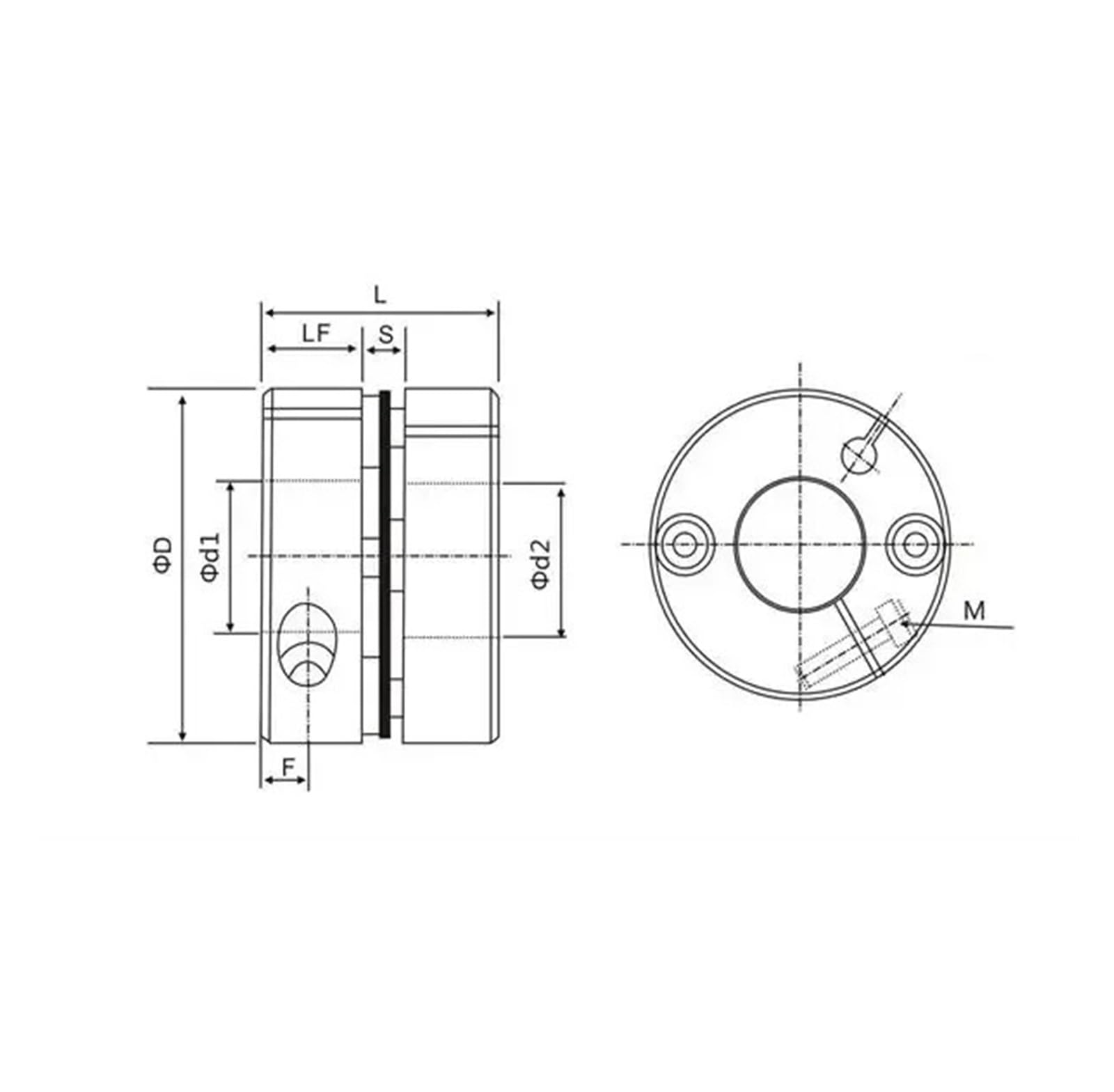 Acoplamiento de aleación de aluminio CNC 5mm 8mm 12mm abrazadera de diafragma única(GSE-63x50-(12-38))