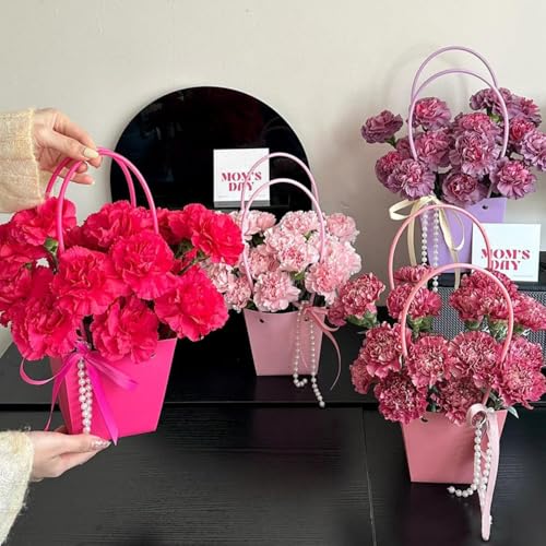 Image of Oasis Pack of 10 Conical Mauve Pink Flower Hamper Bags | Premium Floral Packaging Bags for Rakhi Gift Hampers, Flower Bouquets, Wedding, Return Gifts, Decorative Presentation & Florist Supplies.