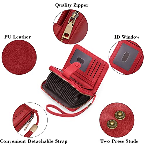 Gaekeao Leather Credit Card Holder Wallet For Women Rfid Blocking Large Capacity Bifold Zipper Card Case Organizer With Wristlet 32 Slots #TOP2