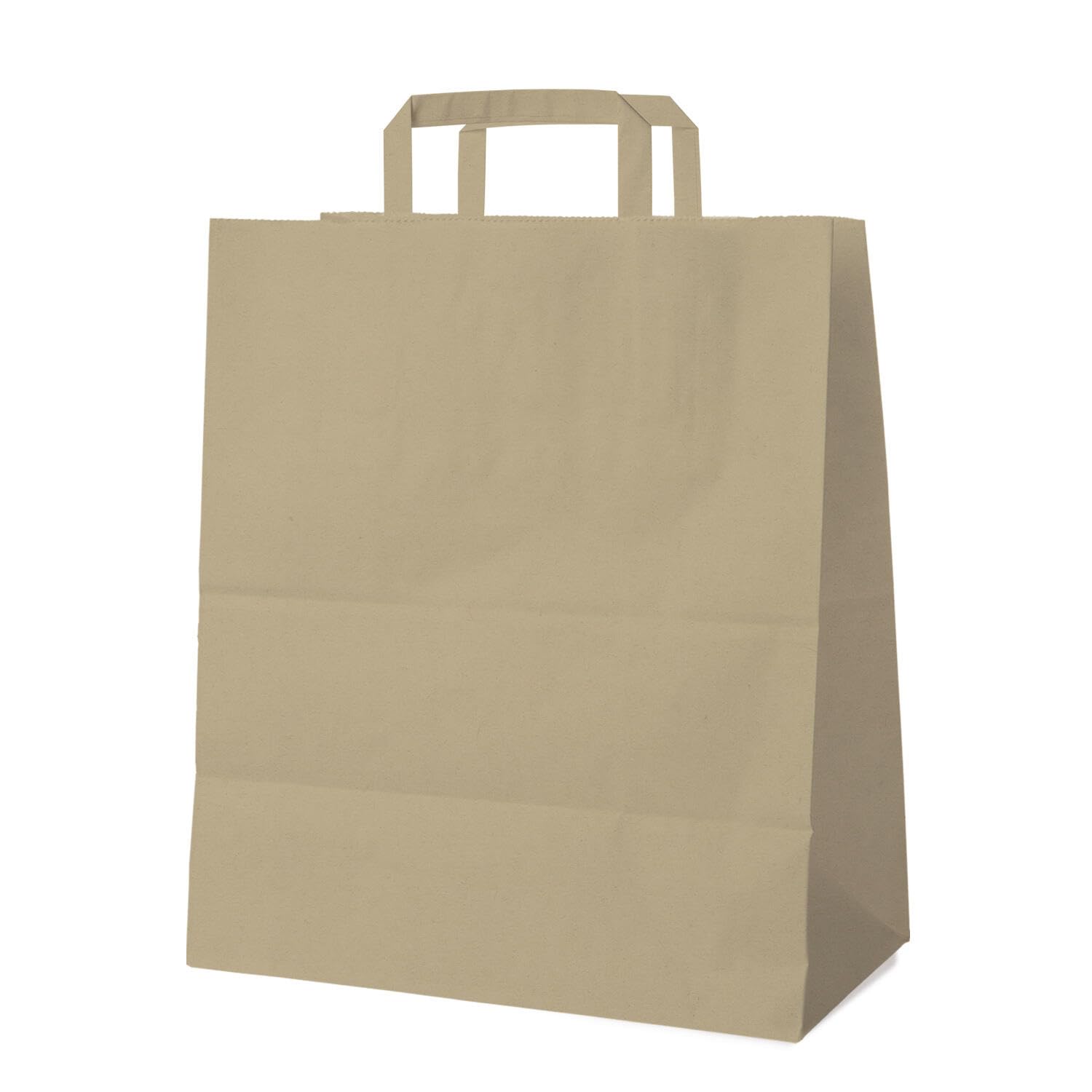 50x Papiertragetaschen 40+16×45 cm braun Kraftpapier – EAN-Code | Flachhenkel | Einzelhandel