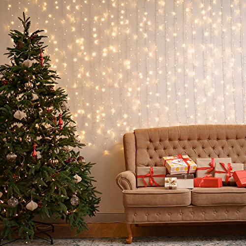 Miniatura 3 de Salcar Cortina De Luces Led 3 3 Metros, 300 Leds, Luz De La Cortina Para Navidad, Decoracion De Fiestas, Celebraciones, Interiores, 8 Programas De Cambio De Luz Luz Cálida