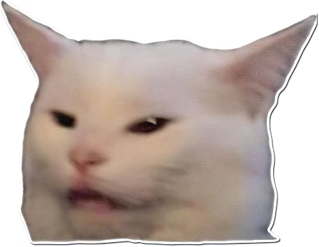 Smudge The Cat Meme Face Glossy Sticker Decal Vinyl Bumper Sticker Decal Waterproof Full Color Vinyl Decal 8 in
