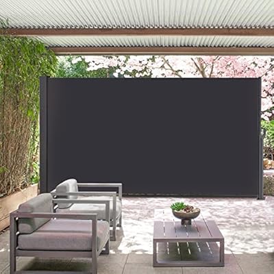145" x 72" Retractable Side Awning,Waterproof & UV-Resistant,Folding Privacy Screen Room Divider Roll Up Balcony?Gray?