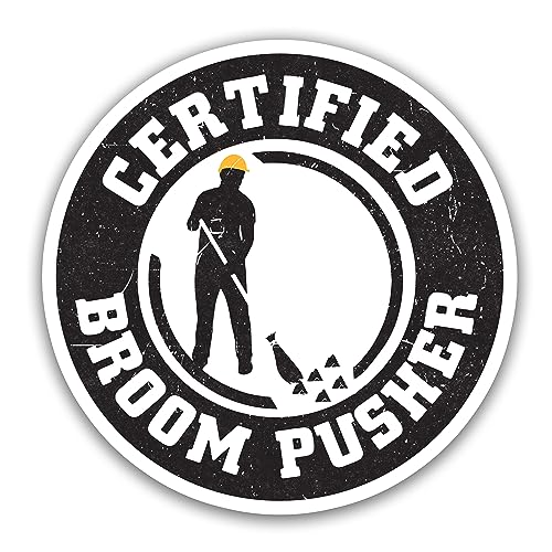 Miraki Broom Pusher Certified Sticker, Funny Hard Hat