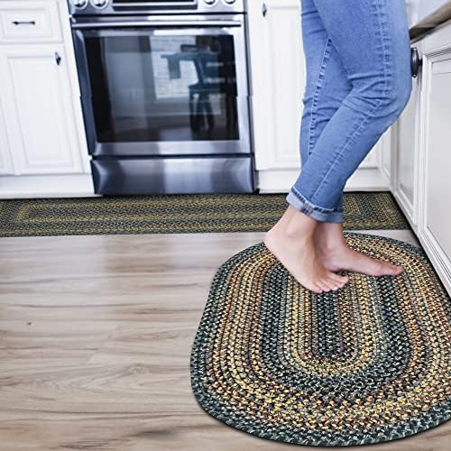 Homespice Black Forest Braided Rug 20x30in Oval Black-Grey Colors. Washable Indoor Outdoor. Uses- Entryway, Kitchen, Bathroom, Anti-Fatigue, Sink Spill Absorbing, Ergonomic Comfort Standing Mat
