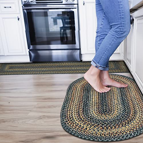 Homespice Black Forest Braided Rug 20X30In Oval Black-Grey Colors. Washable Indoor Outdoor. Uses- Entryway, Kitchen, Bathroom, Anti-Fatigue, Sink Spill Absorbing, Ergonomic Comfort Standing Mat #TOP13