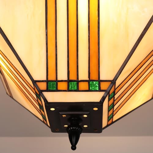 Image of DAYCENT Tiffany Ceiling Light with Stained Glass Shade 3-Light