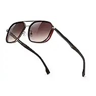 SUNGAIT Polygon Aviator Sunglasses Men Old School Style Adjustable Anti-slip Temples Polarized Lens for Driving Fishing