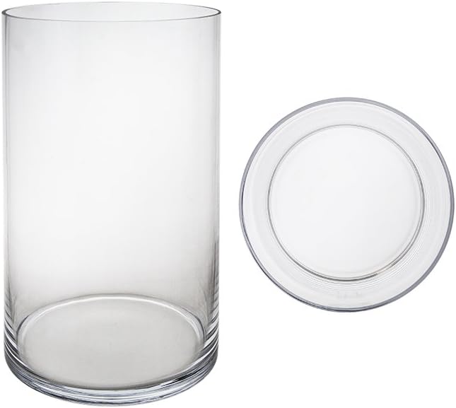Mega Vases Cylinder Vase 7 Inch x 12 Inch, Decorative Clear Glass with Sturdy Base, Wedding Centerpieces, Flower Bouquets, Home Décor, Celebrations, Parties, Event Planning, Arts & Crafts