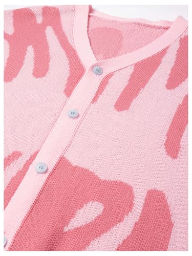 SweatyRocks Men's Y2K Long Sleeve Cardigan Sweater V Ncek Button Down Oversized Sweaters Unisex Casual Knitted Outerwear3