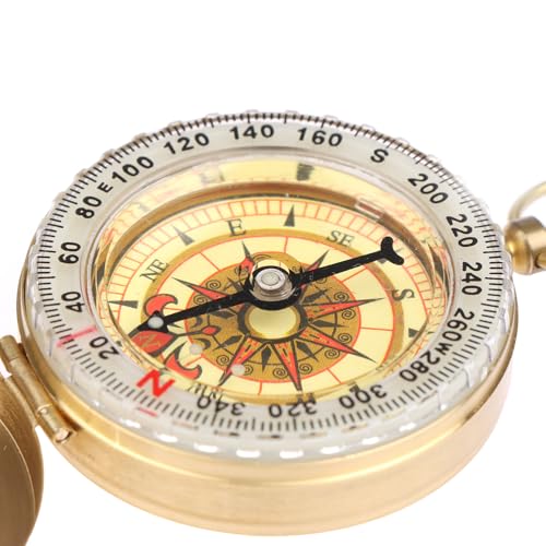 Brújula portátil de bolsillo de latón dorado para camping miniatura 3