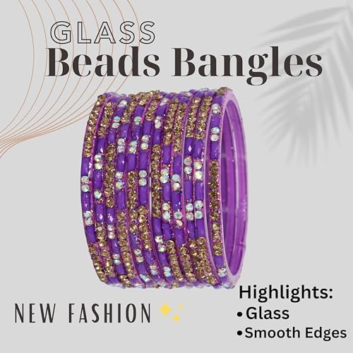 Purple Stone Glass Bangles Kaanch ki Choodiyan