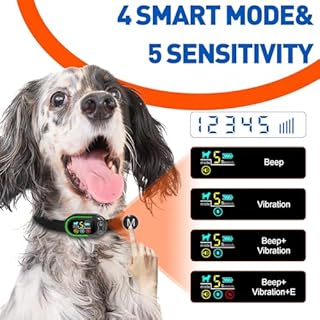 XTBCN Collier Anti-Aboiement Chien, Rechargeable et Étanche IP67, 4 Modes Son/Vibration/Choc, Sensibilité Réglable, pour Petit Moyen Grand Chien Dressage
