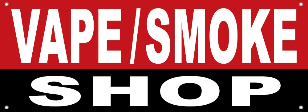 4 Less Co Cartel de vinilo de 18 x 48 pulgadas VAPE SMOKE SHOP rk