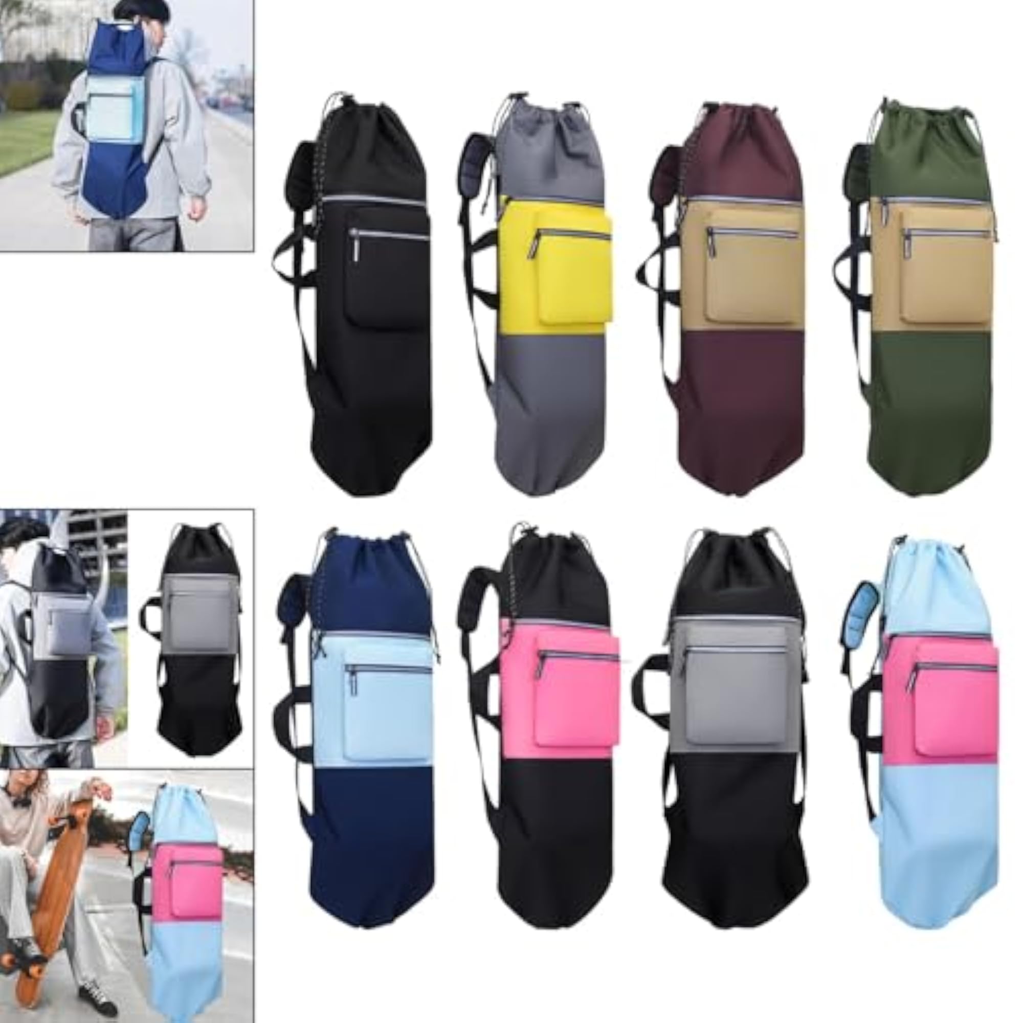 Skateboard Backpack, Drawstring Closure for Outdoor Activities