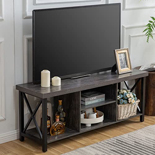 GAZHOME TV Stand for TV up to 55 Inches, TV Cabinet with Open Storage, TV Console Unit with Shelving for Living Room, Entertainment Room, Grey - Image 4