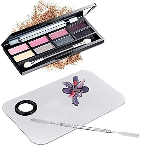 Professional Pro Stainless Steel Makeup Palette Cosmetic Palette With Spatula Tool Makeup Art Tool For Nail Art Eye Shadow Eyelash Makeup Professional Pigment Blending（6 X 4 Inch Sliver） #TOP5