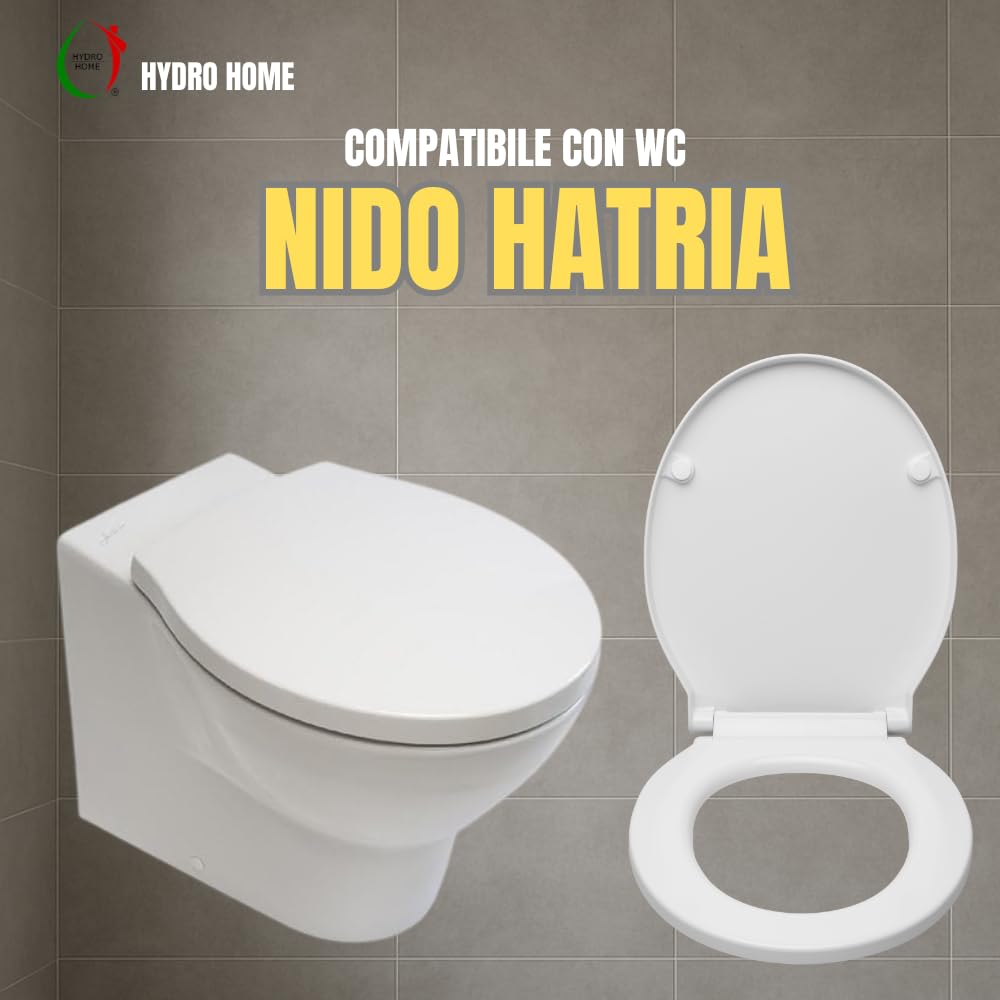 HYDRO HOME - Asiento de inodoro Nido Hatria termoendurecible blanco Soft Close