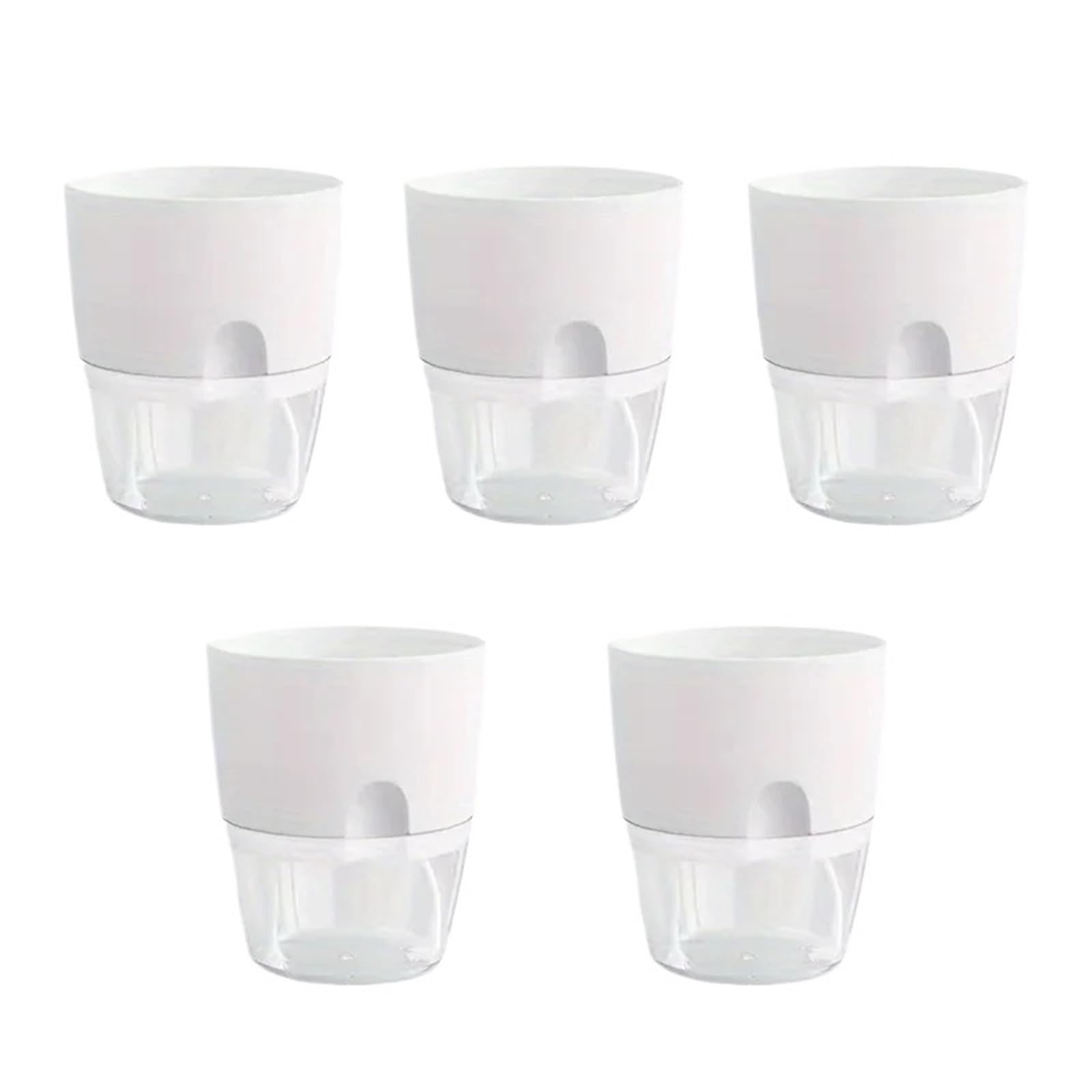 WLIHDB 5Pcs Self Watering Flower Pot Double Layer Hydroponics Plants Bonsai Vases Succulent Potted Home Office Decor for Seeds Seedling(White)