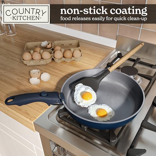 Image of Country Kitchen Cookware Set with Removable Handle, Oven & RV Safe Pots and Pans Set, Denim, Original
