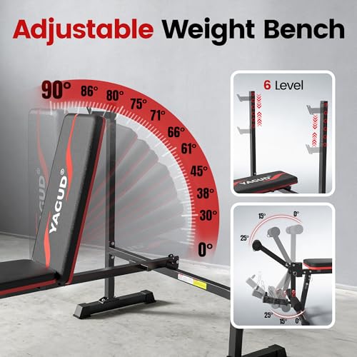 Weight Bench Set, 880LBS Adjustable Bench Press Set with Leg Extension and Barbell Rack, Safety Bar Catches, Fasting Foldable Workout Benches for Home Gym Fitness - Image 4