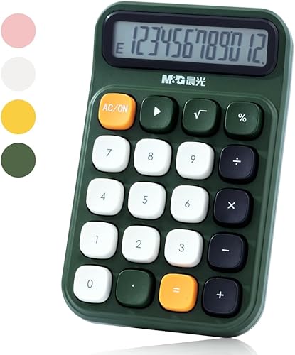 M&G Calculadora de escritorio con botones mecánicos, pantalla LCD grande de 12 dígitos, calculadora de botón grande para oficina, escuela, parte