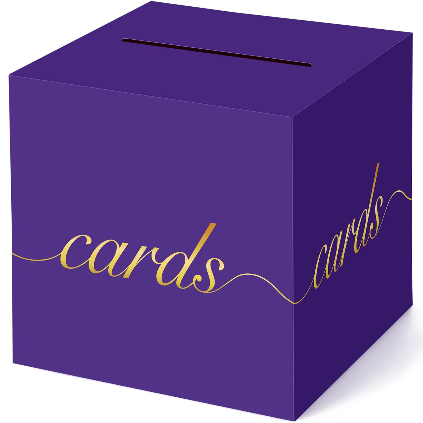Purple Card Box Gold Foil Wedding Favors Gift Card Boxes Post Box Receiving Money Box Holder for Wedding Reception, Baby Showers, Anniversary, Birthday Party, Retirement, Graduation Envelope Holder