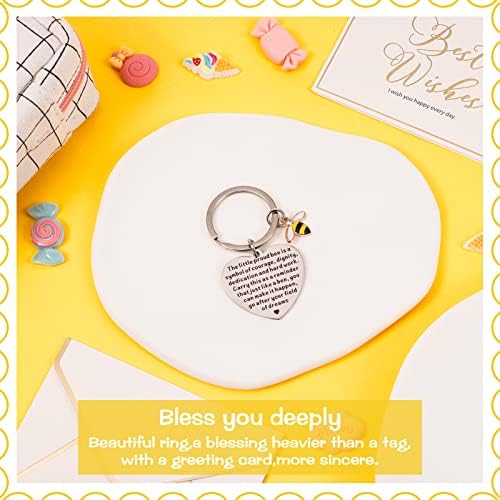 ALTcompluser Bee Keyring Bee Gifts, Bee Inspirational Keyring with Paper Card Envelope for Teacher Appreciation, Colleagues Leaving, Coworker Appreciation and Christmas Graduation