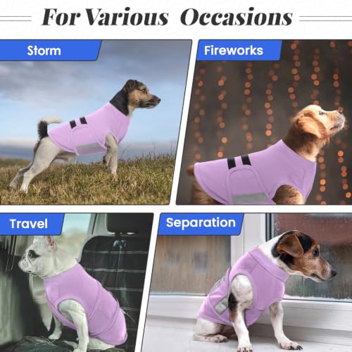 Image of MIGOHI Dog Anxiety Relief Coat,Comfort Anxiety Vest for Dogs,Adjustable Dog Anxiety Calming Wrap for Fireworks,Travel,Separation,Anxiety Jacket for Small Dogs,S,Lightpurple