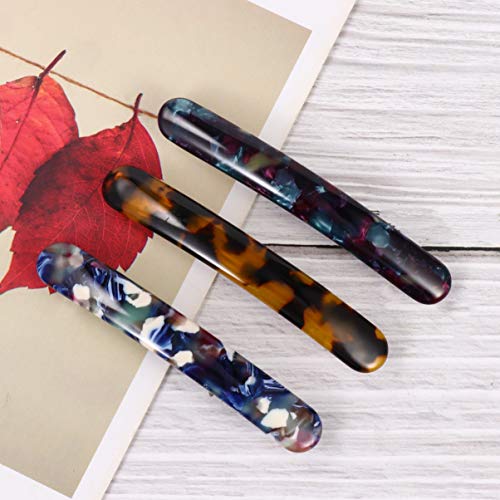 Lurrose 3pcs Acetate Hair Clips Skinny Hair Barrettes Tortoise Shell Hair Pins French Hair Clip Cellulose Hair Clip for Ladies Girls Women (Colorful 3) - Image 3