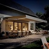 Cazeboo Tenda da sole motorizzata a LED semicassonata bianca FAZZIO 5x3m con telo beige