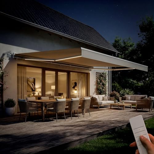 CAZEBOO Store Banne Beige Motorisé FAZZIO 495 x 300 cm