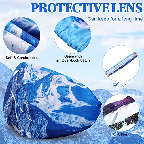 TOODOO 2 Pieces Ski Goggle Cover Microfiber Protective Ski Snowboard Protectors for Snow goggles and Helmet Cover(Snow Mountain)