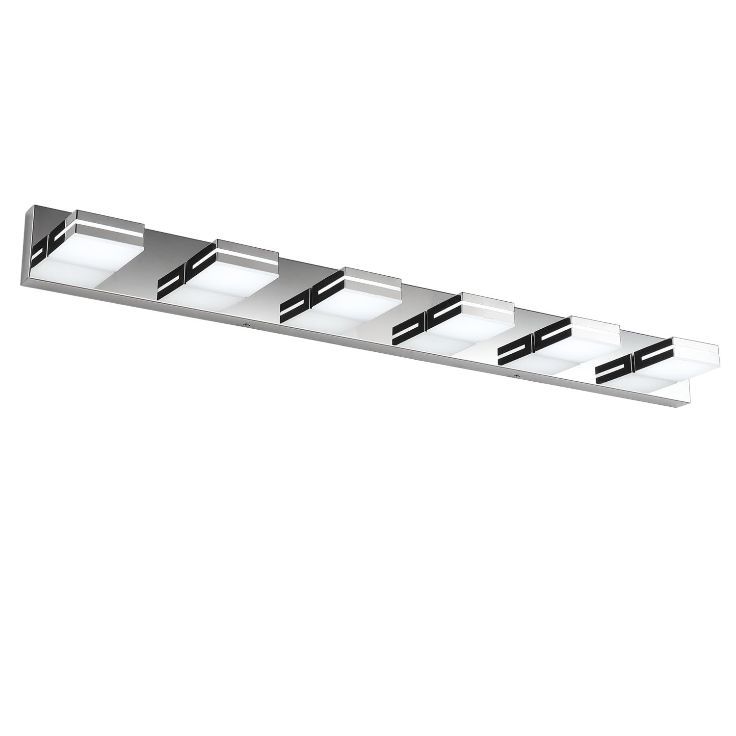 SineRise LED Modern Bathroom Vanity Light Fixtures, Modern Acrylic Bathroom Wall Lighting Fixtures Over Mirror, 6-Light, 48-Inch, Chrome, 100%-0% White