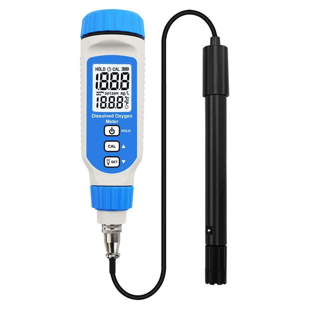Misuratore di ossigeno disciolto, tester for ossigeno disciolto ad alta precisione 0,0-20,0 mg/l con display digitale LCD, kit for test dell'acqua dello stagno dell'acquario con cavo sonda da 1,6 m