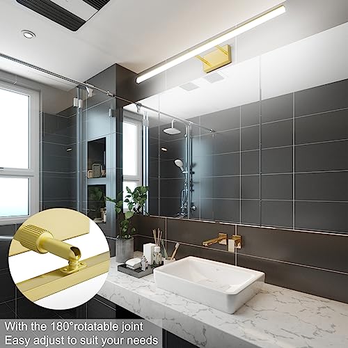 Image of Aipsun Brushed Brass Vanity Light Fixtures 40inch Modern LED Bathroom Fixtures Gold Vanity Lighing for Bathroom Wall Light Fixtures 5500K