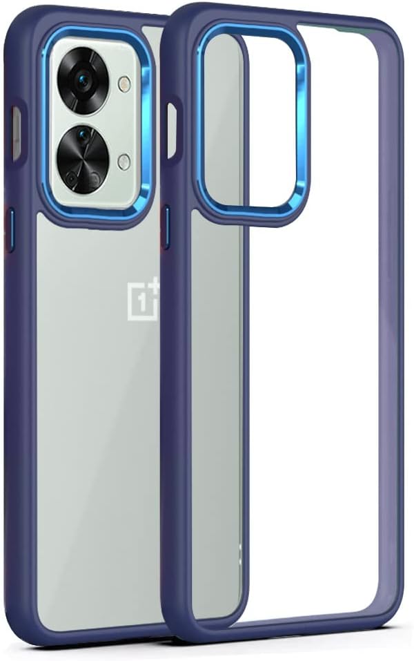 Winble Back Case Cover for OnePlus Nord 2T 5G Back Cover Metal Camera Guard Acrylic Clear Protective Back Cover for OnePlus Nord 2T 5G / One Plus Nord 2T 5G (Blue)
