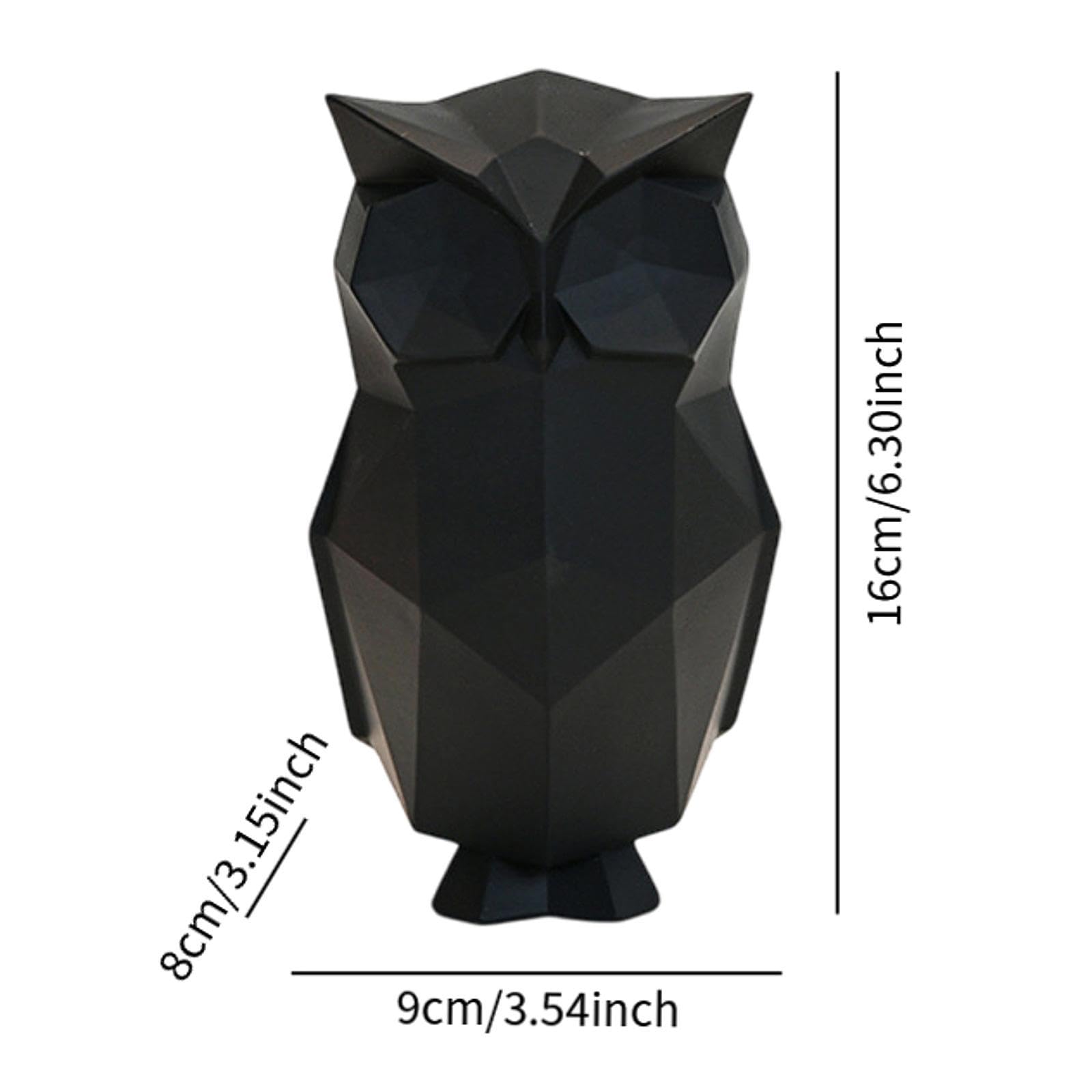 MagiDeal Figuras de búho Resumen Esculturas geométricas Portable de Trabajo de Resina Patio, Negro